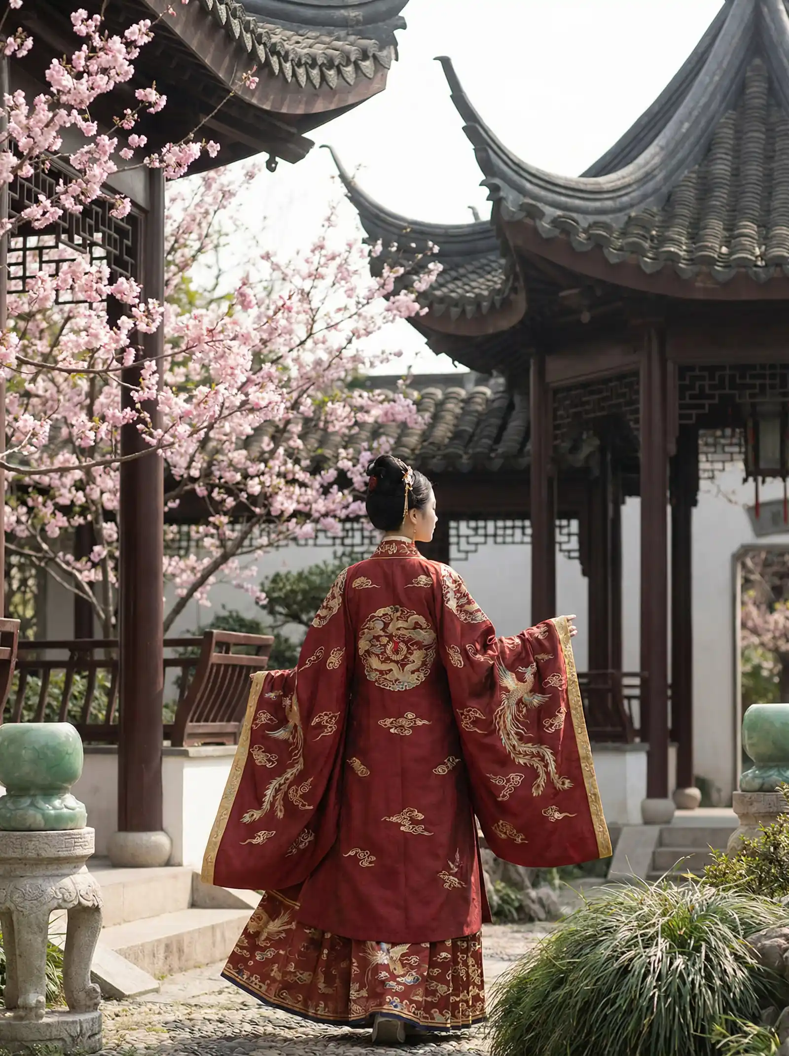叔叔不约匿名聊天交友网页版 明制汉服红色凤凰刺绣